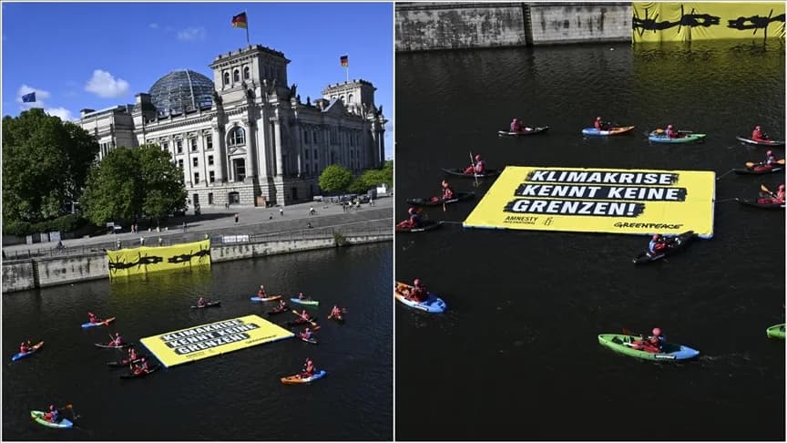 Greenpeace ve Uluslararası Af Örgütü aktivistleri Berlin’de farkındalık eylemi düzenledi