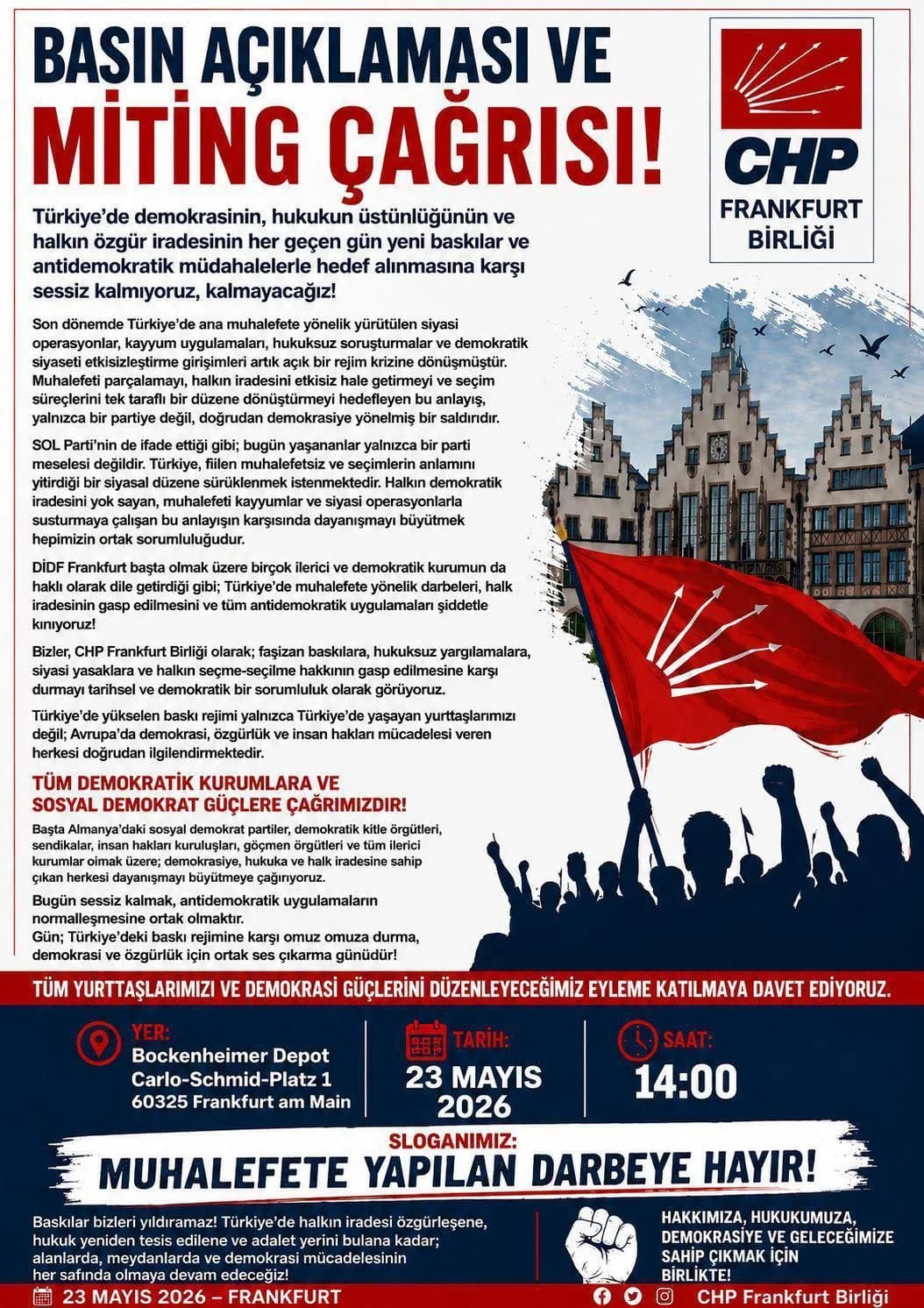 CHP Frankfurt Birliği’nden Demokrasi ve Hukuk Çağrısı