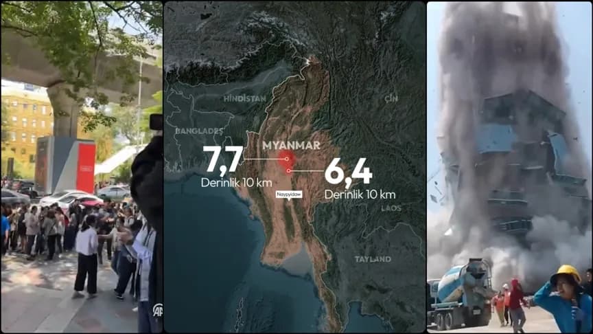 Myanmar’da 7,7 ve 6,4 büyüklüğünde iki deprem