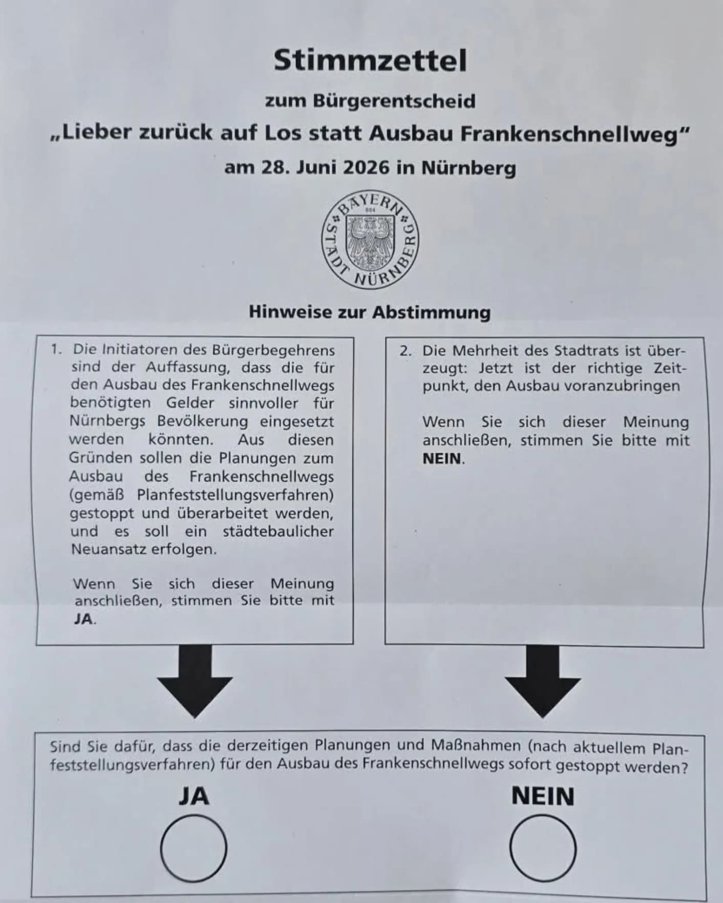 Nürnberg’de Frankenschnellweg Referandumu İçin Oy Verme Süreci Başladı